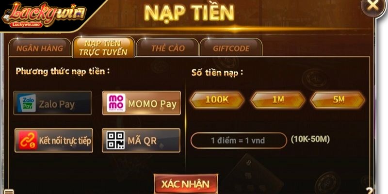 Các bước nạp tiền Luckywin nhanh chóng nhất 